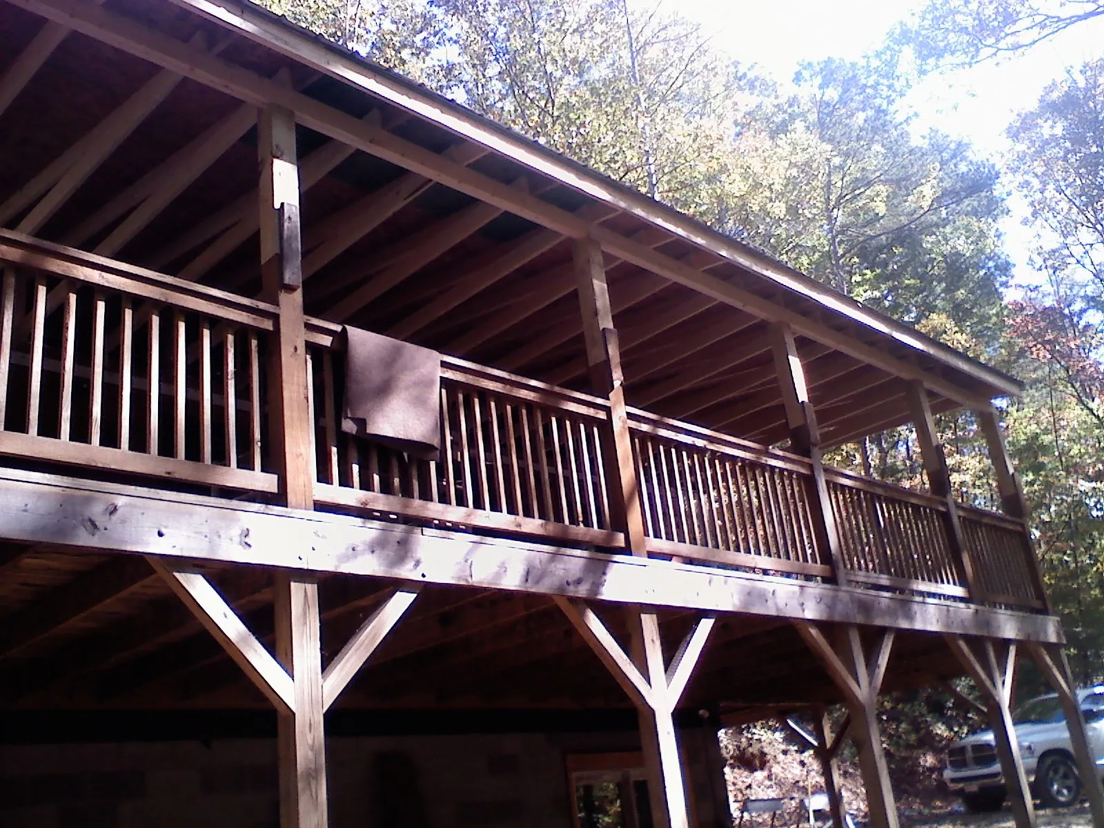 Timber framing under a new elevated porch and deck — Roof Leak Repair in Linden by Roofing Brothers